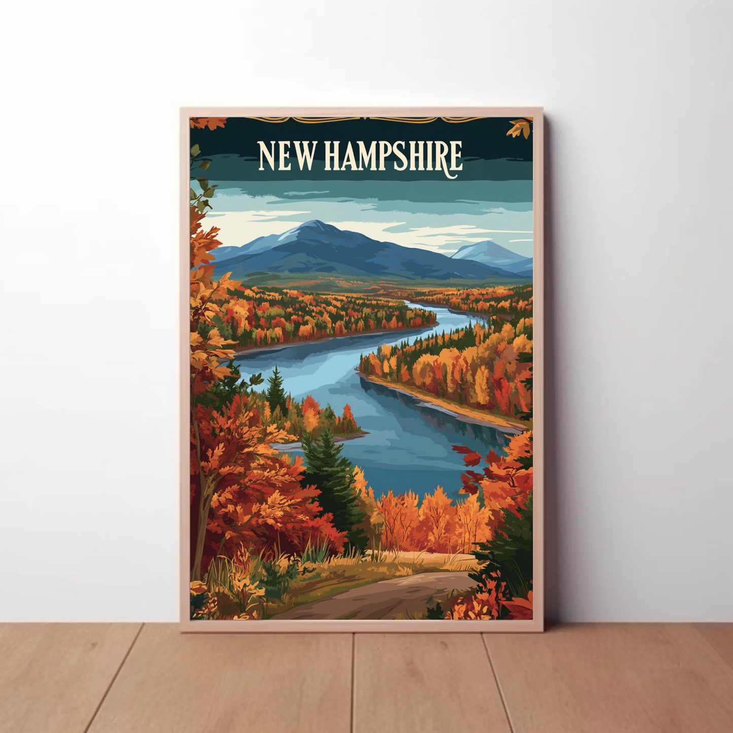 New Hampshire Autumn Vintage Style Poster