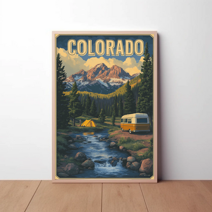 Colorado RV Adventure Vintage Travel Poster
