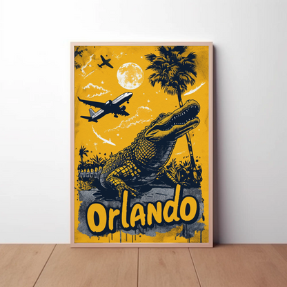 Orlando Vintage Poster - Gator and Airplanes