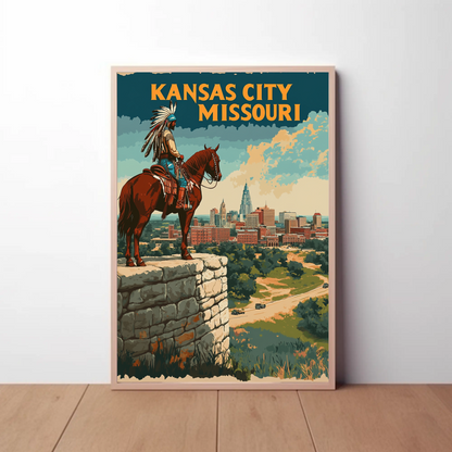 Kansas City Skyline Vintage Travel Poster