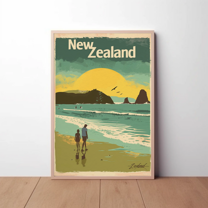 New Zealand Vintage Travel Poster