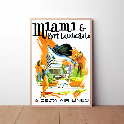 Miami & Fort Lauderdale Vintage Poster - Delta Air Lines