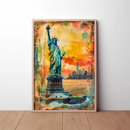 Statue of Liberty Vintage Travel Poster