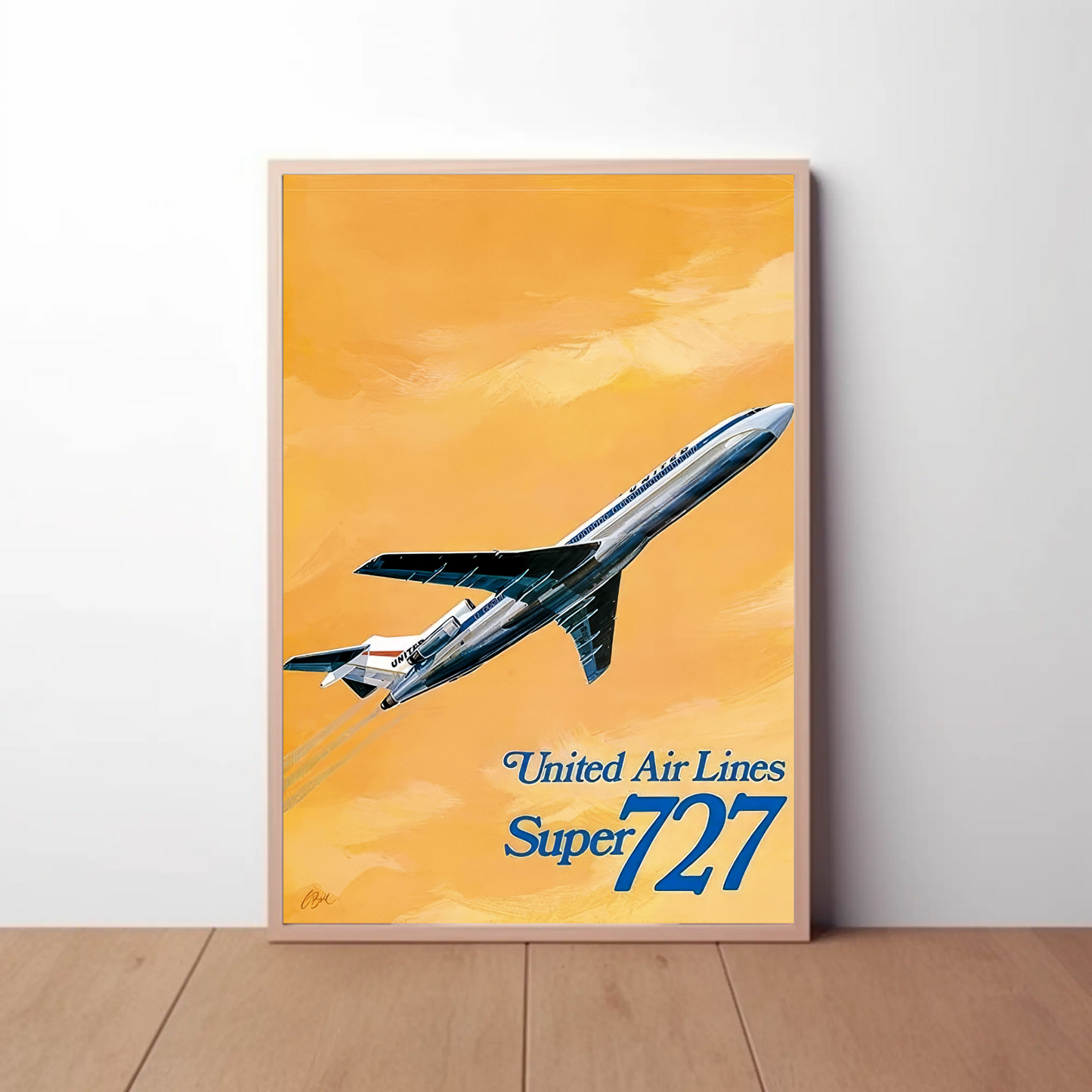 United Airlines Super 727 Vintage Poster
