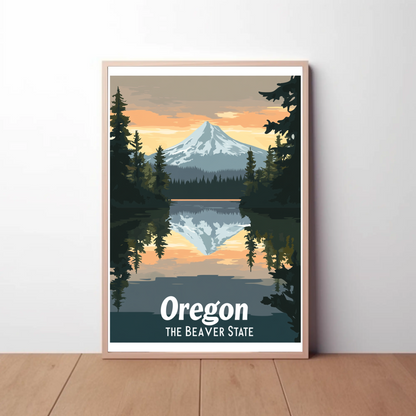 Oregon - The Beaver State Vintage Travel Poster