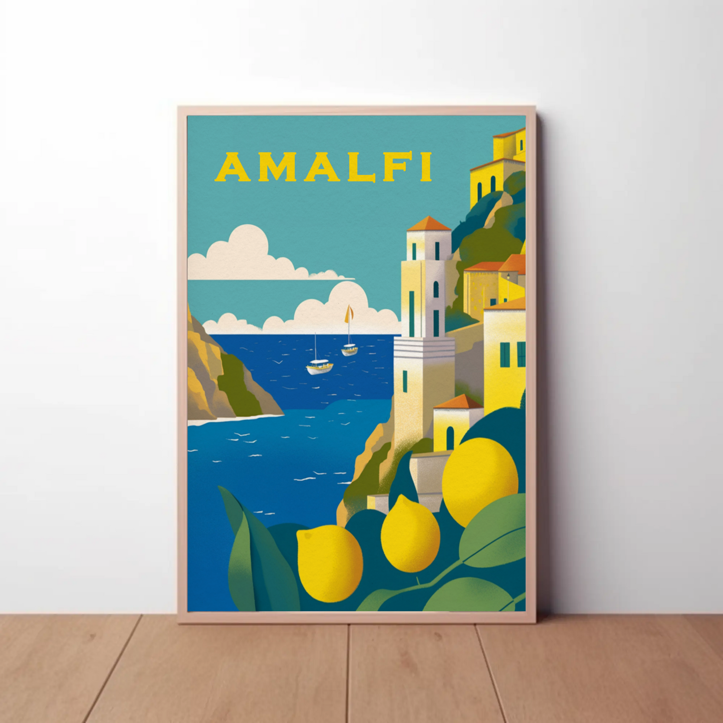 Amalfi Italy Vintage Travel Poster
