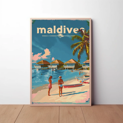 Maldives Vintage Travel Poster - Island Escape