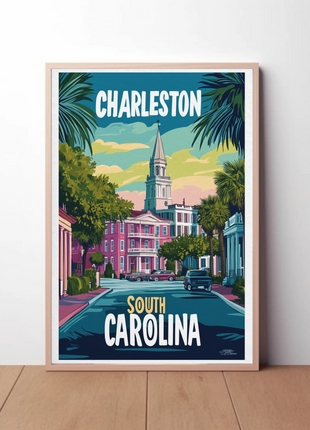 Charleston Cityscape Vintage Poster