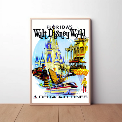 Disney World Florida Air Lines Travel Poster
