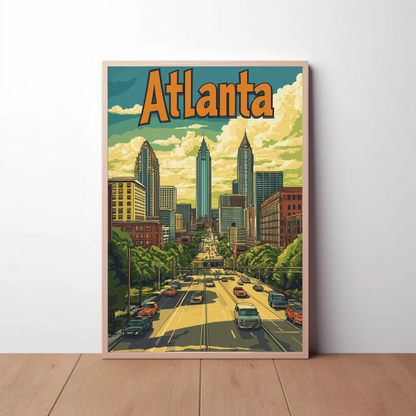Atlanta Georgia Skyline Vintage Poster
