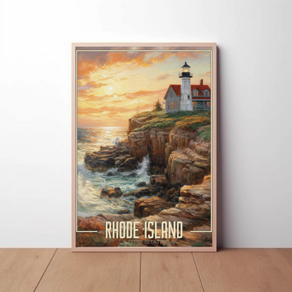 Vintage Poster - Rhode Island Lighthouse United States