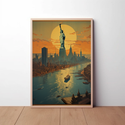 Statue of Liberty at Sunset Poster