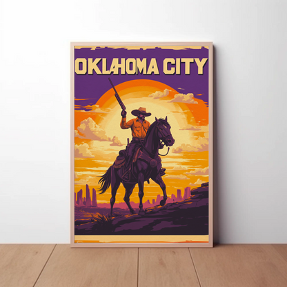 Oklahoma City Cowboy Vintage Poster