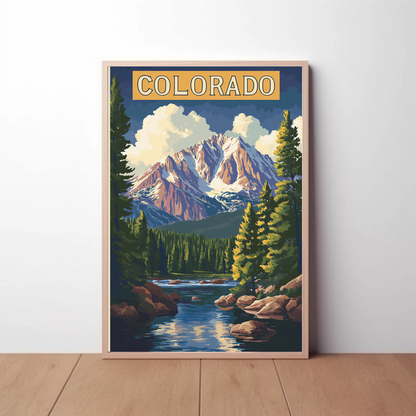 Colorado Scenic Mountains Vintage Travel Poster