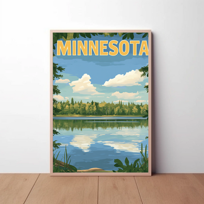 Minnesota’s Tranquil Lakes Vintage Travel Poster