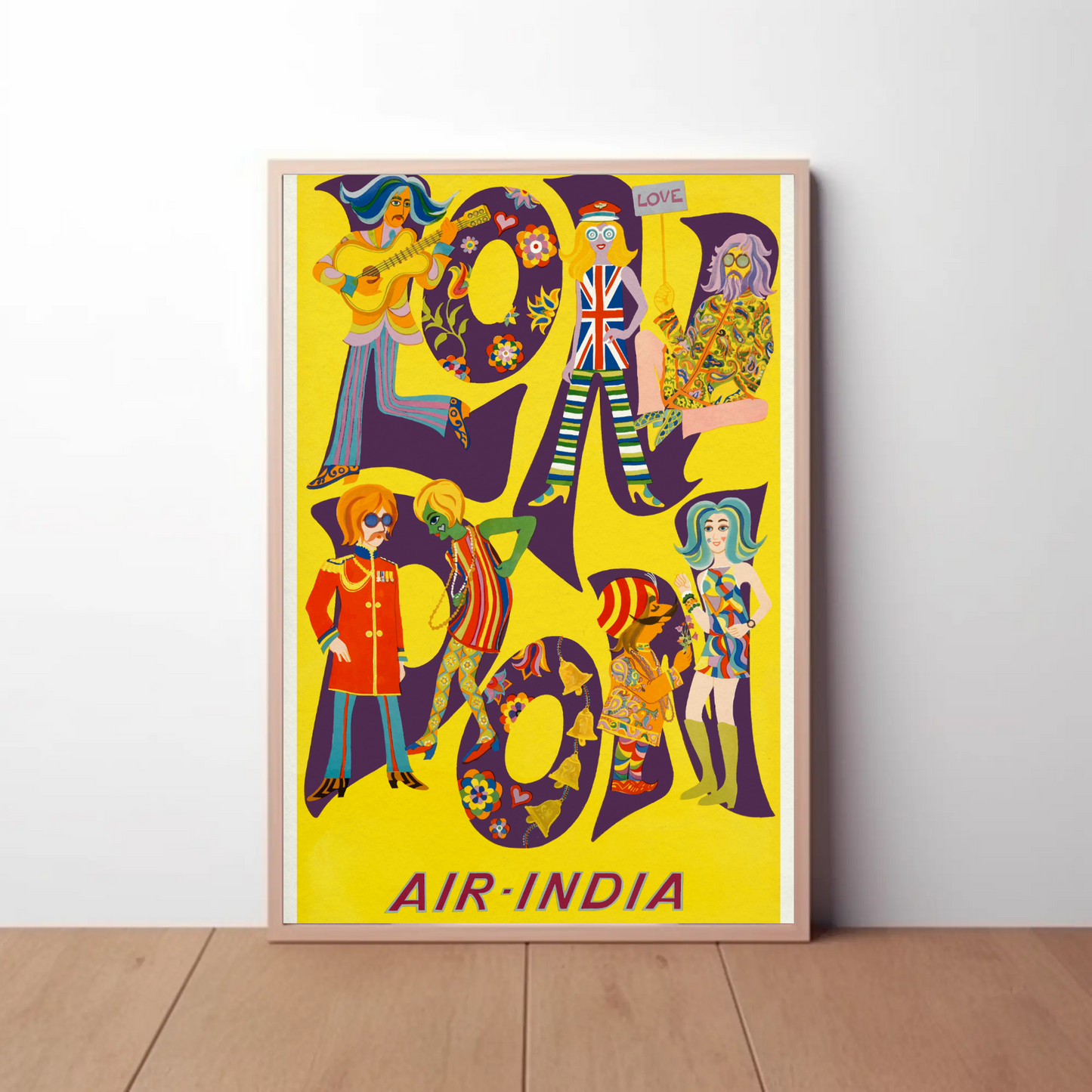 Air India London Groovy Mod Sixties Style Vintage Travel Poster