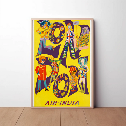 Air India London Groovy Mod Sixties Style Vintage Travel Poster