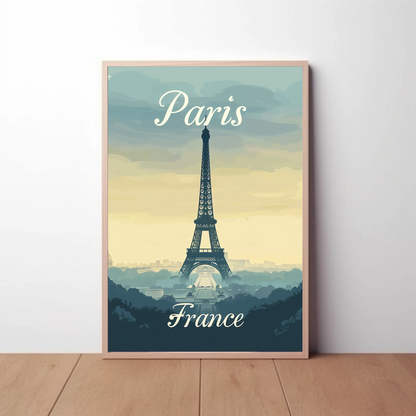 Paris, France - Eiffel Tower Vintage Style Poster