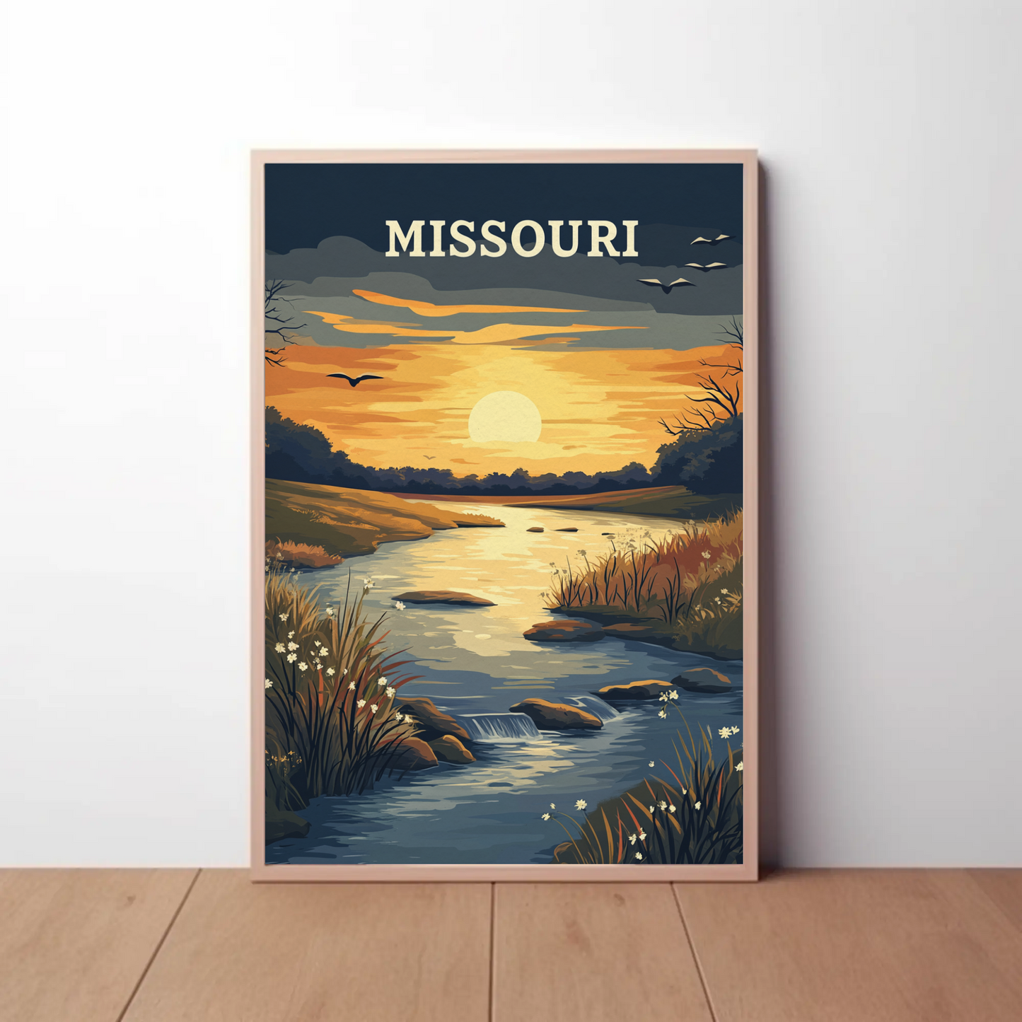 Missouri River Sunset Vintage Poster