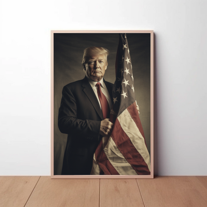 Vintage President Trump 2025 Poster American Flag Portrait