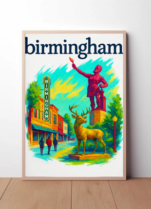 Birmingham Michigan Wall Art Vintage Travel Poster