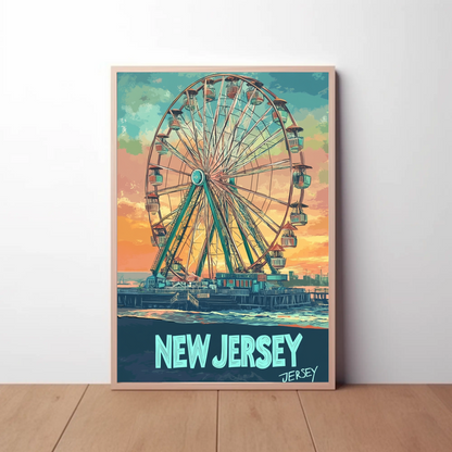 New Jersey Boardwalk Vintage Travel Poster