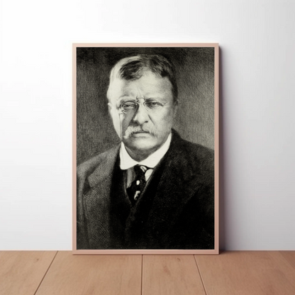 Theodore Roosevelt Portrait Drawing Vintage Poster