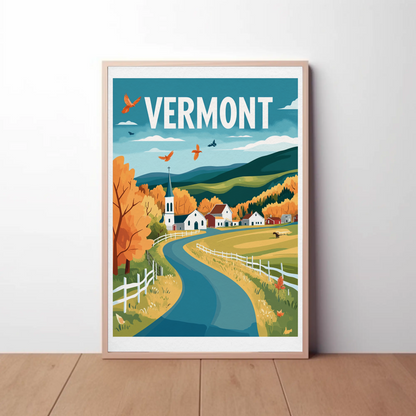 Vermont Vintage Poster - Mountain Road