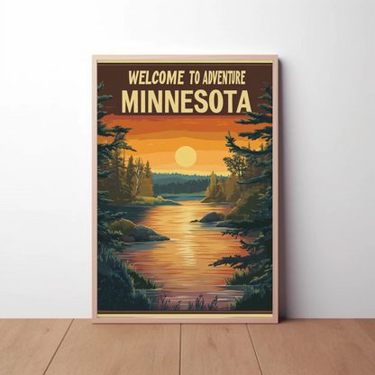 Welcome to Adventure - Minnesota Vintage Travel Poster