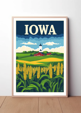 Iowa Farm Landscape Vintage Style Poster