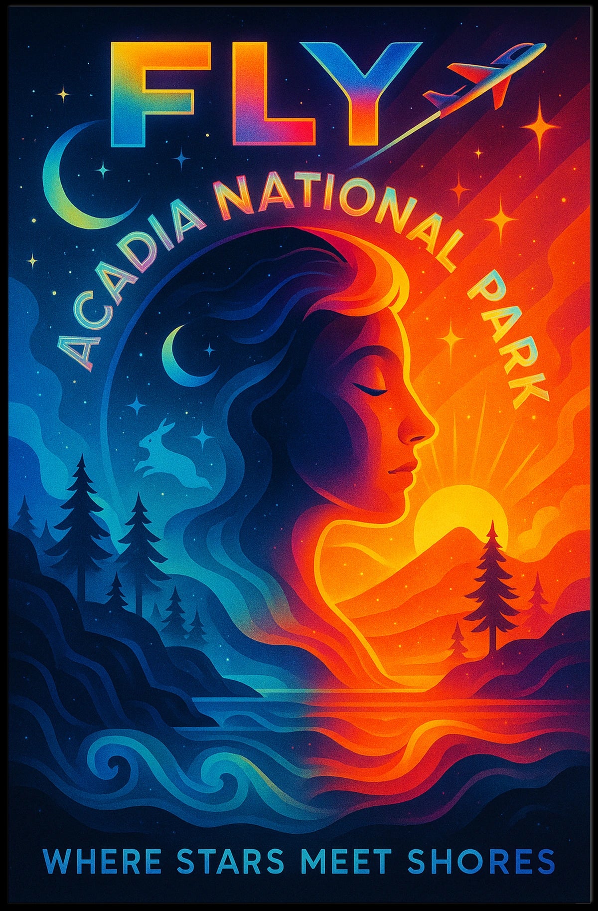 Fly to Acadia National Park Poster