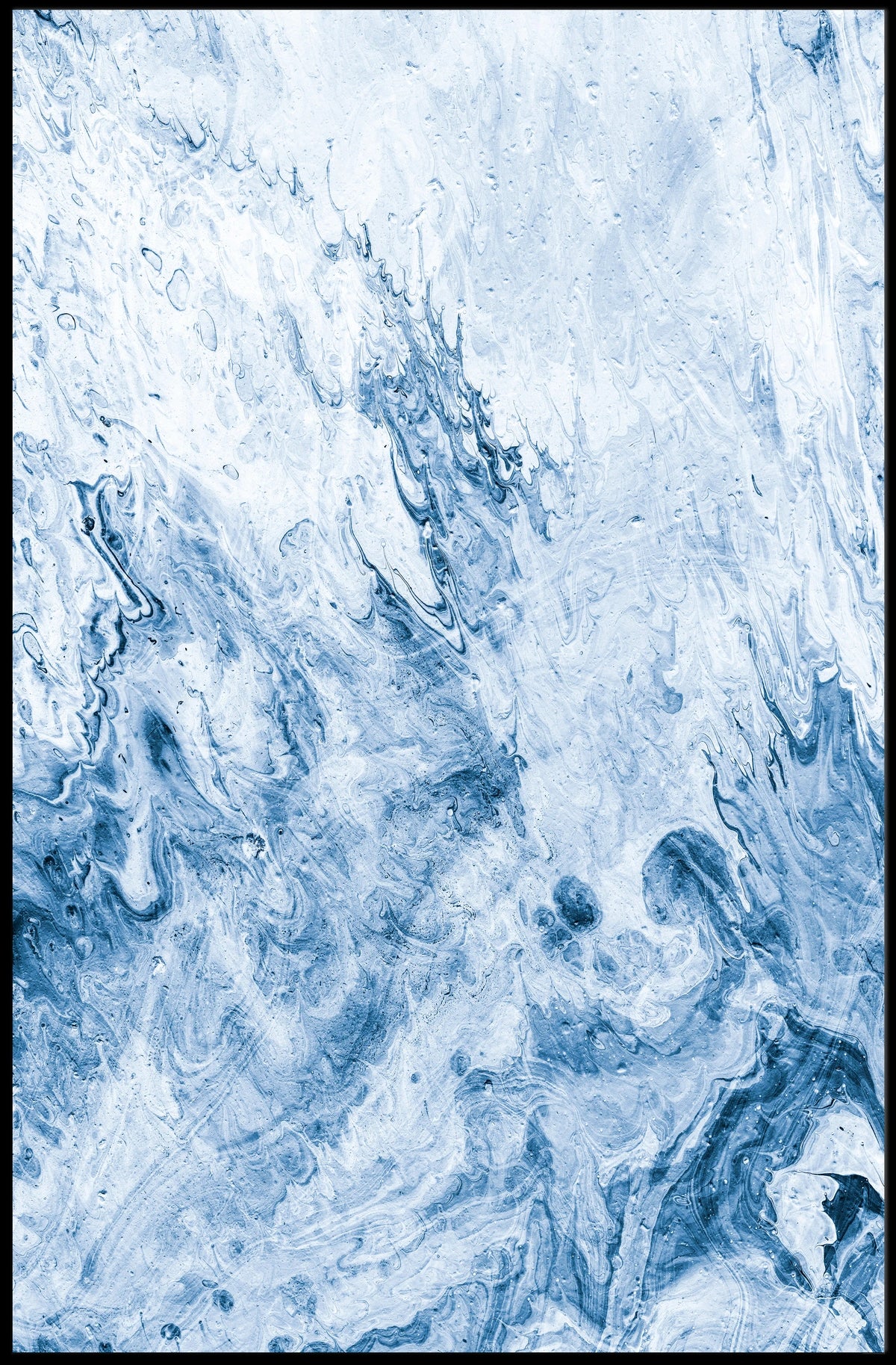 Serene Blue Abstract Marble Waves Art Poster