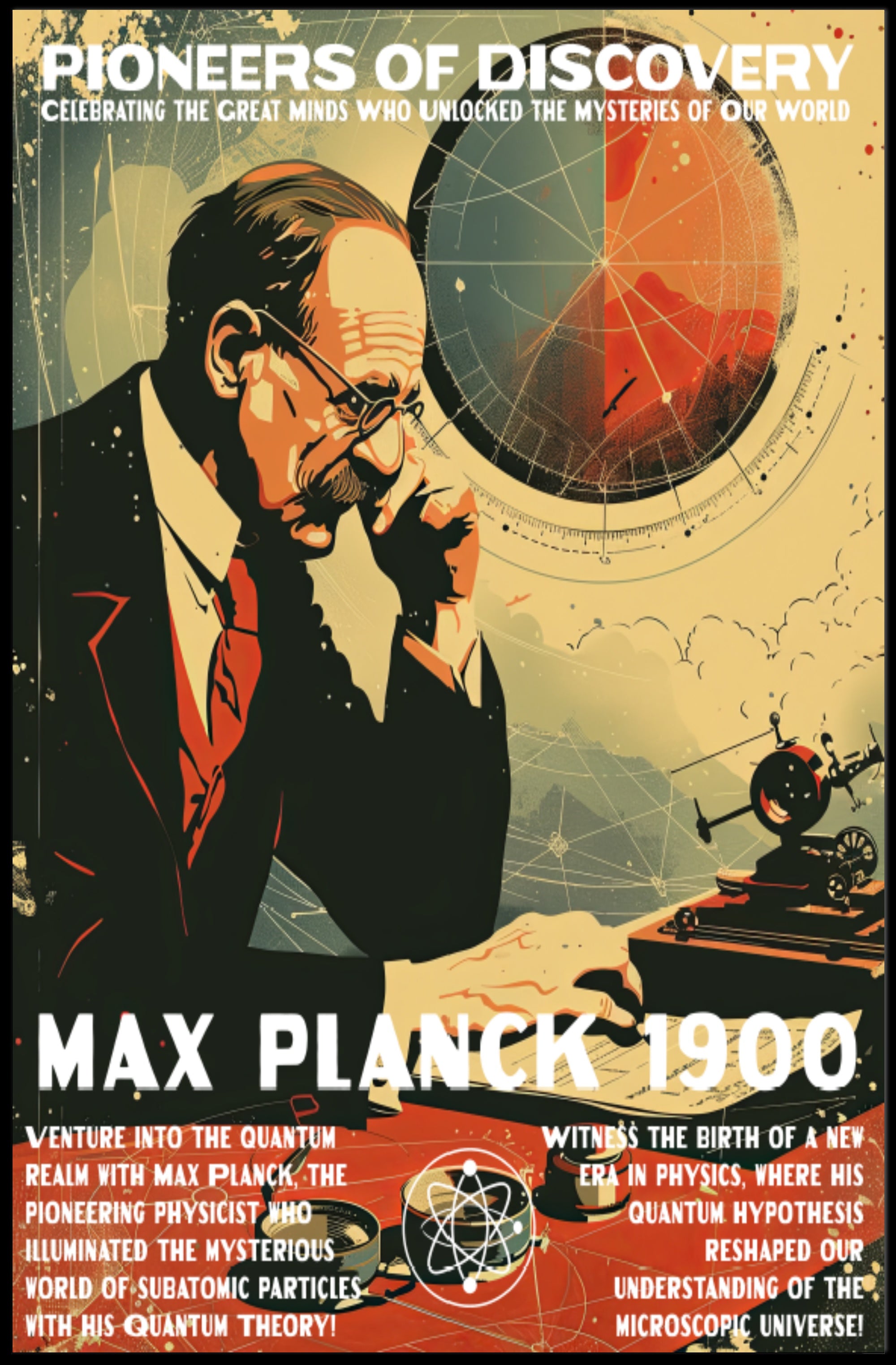 Max Planck Quantum Theory Educational or Infographic Poster
