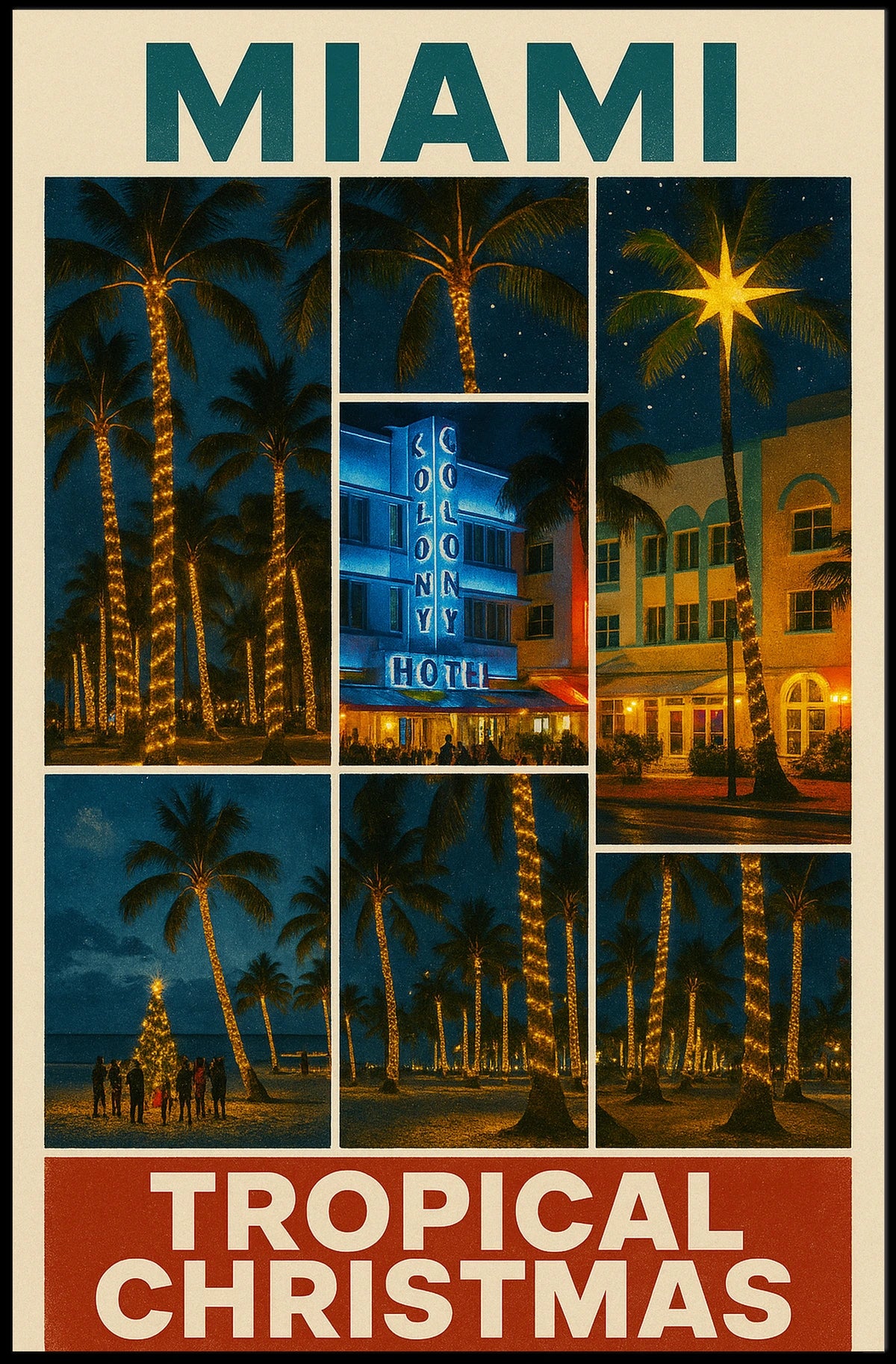 Miami Tropical Christmas Poster