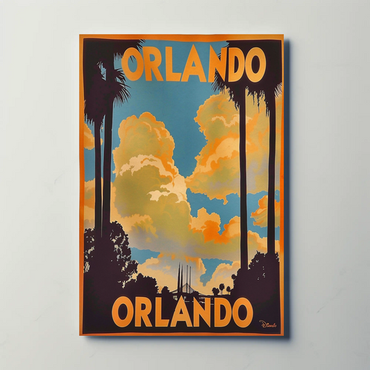 Orlando Sunset Palms Retro Florida Travel Poster