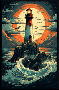 Lighthouse At Sea Poster PosterGoat
