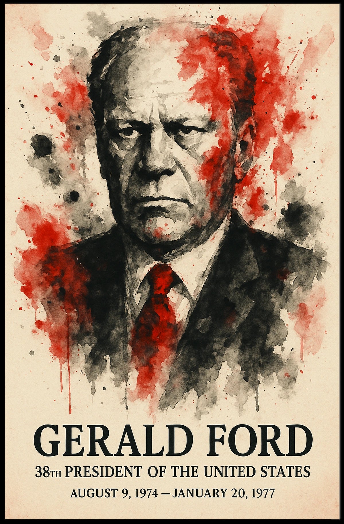 Expressionist Watercolor Portrait of 38th President Poster