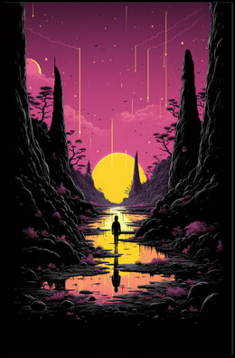 Surreal Dreamscape Reflective Horizon Fantasy Art Poster