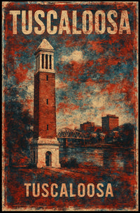 Tuscaloosa Tower Skyline Vintage Collectors Poster