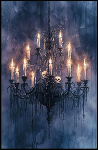 Gothic Chandelier with Skulls Perfect Artistic Statement Poster