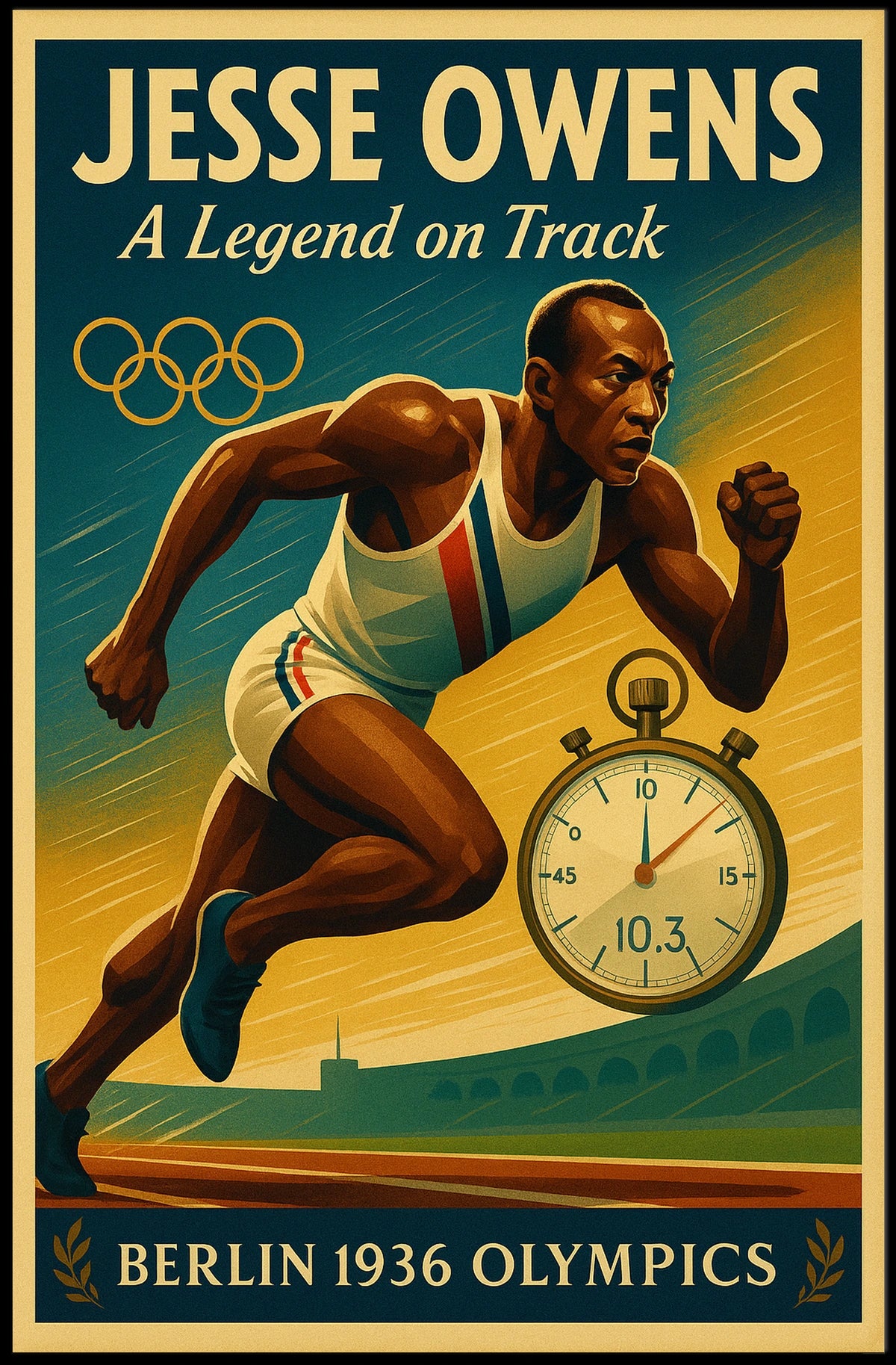 Jesse Owens Berlin 1936 Olympics Vintage Poster Art