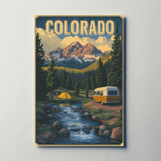 Colorado RV Adventure Vintage Travel Poster