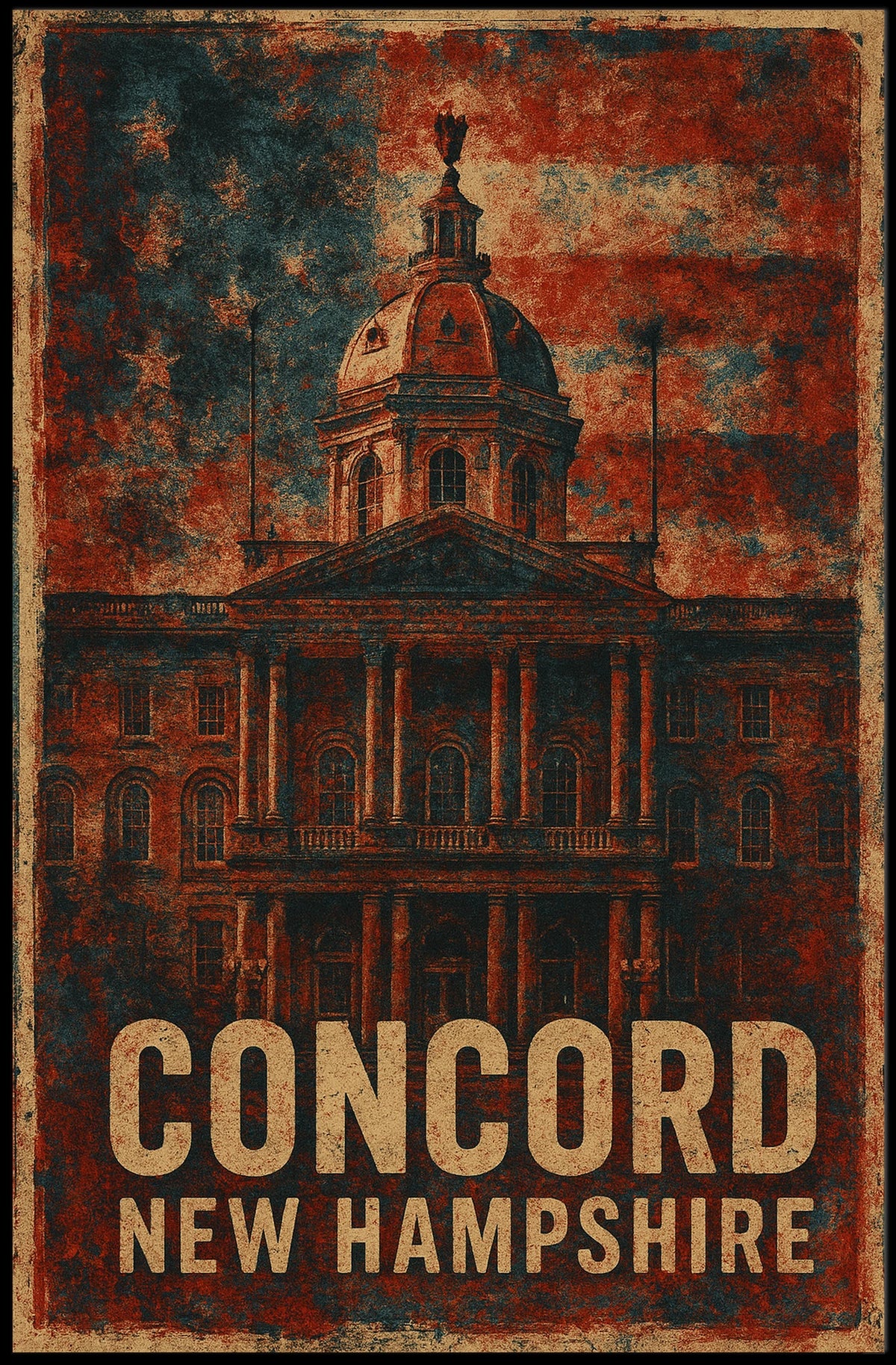 Concord State House Patriotic Heritage Lithograph Poster