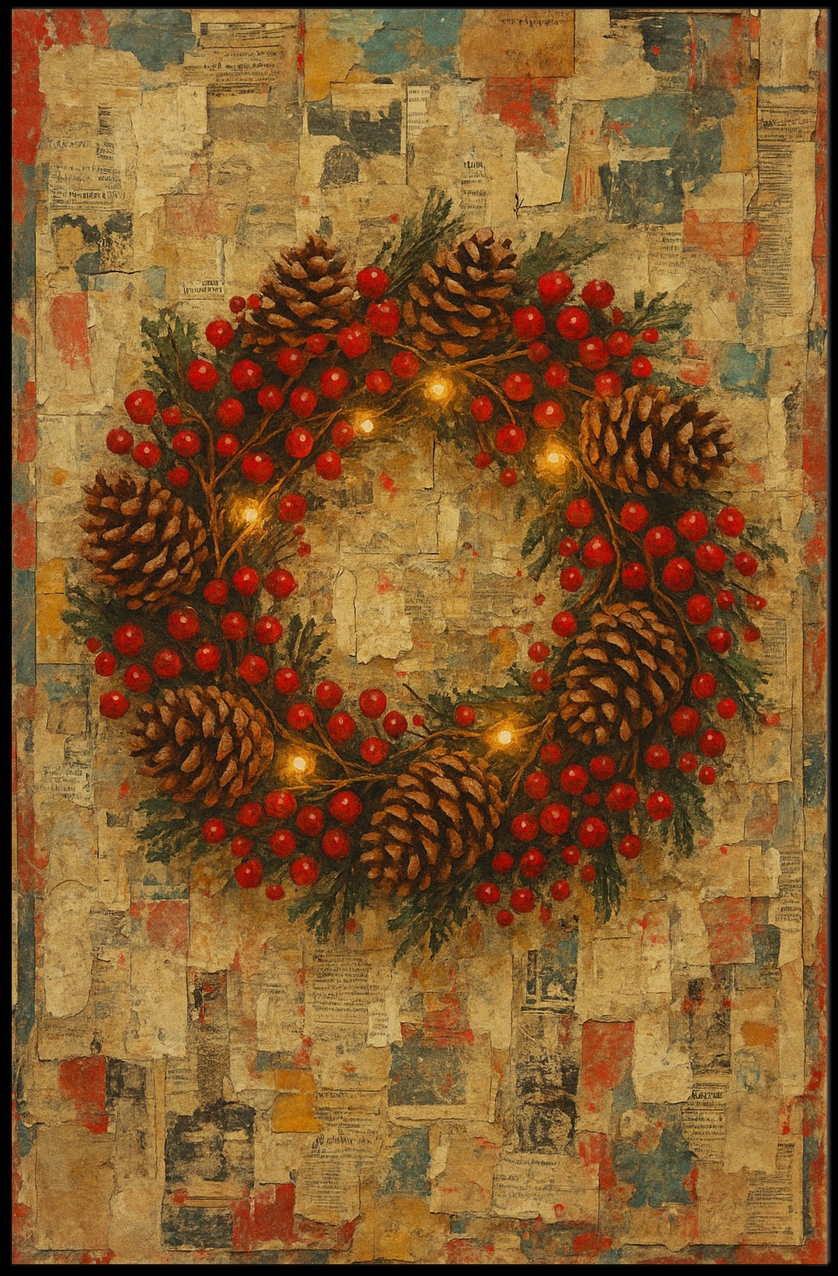 Festive Wreath Collage Poster