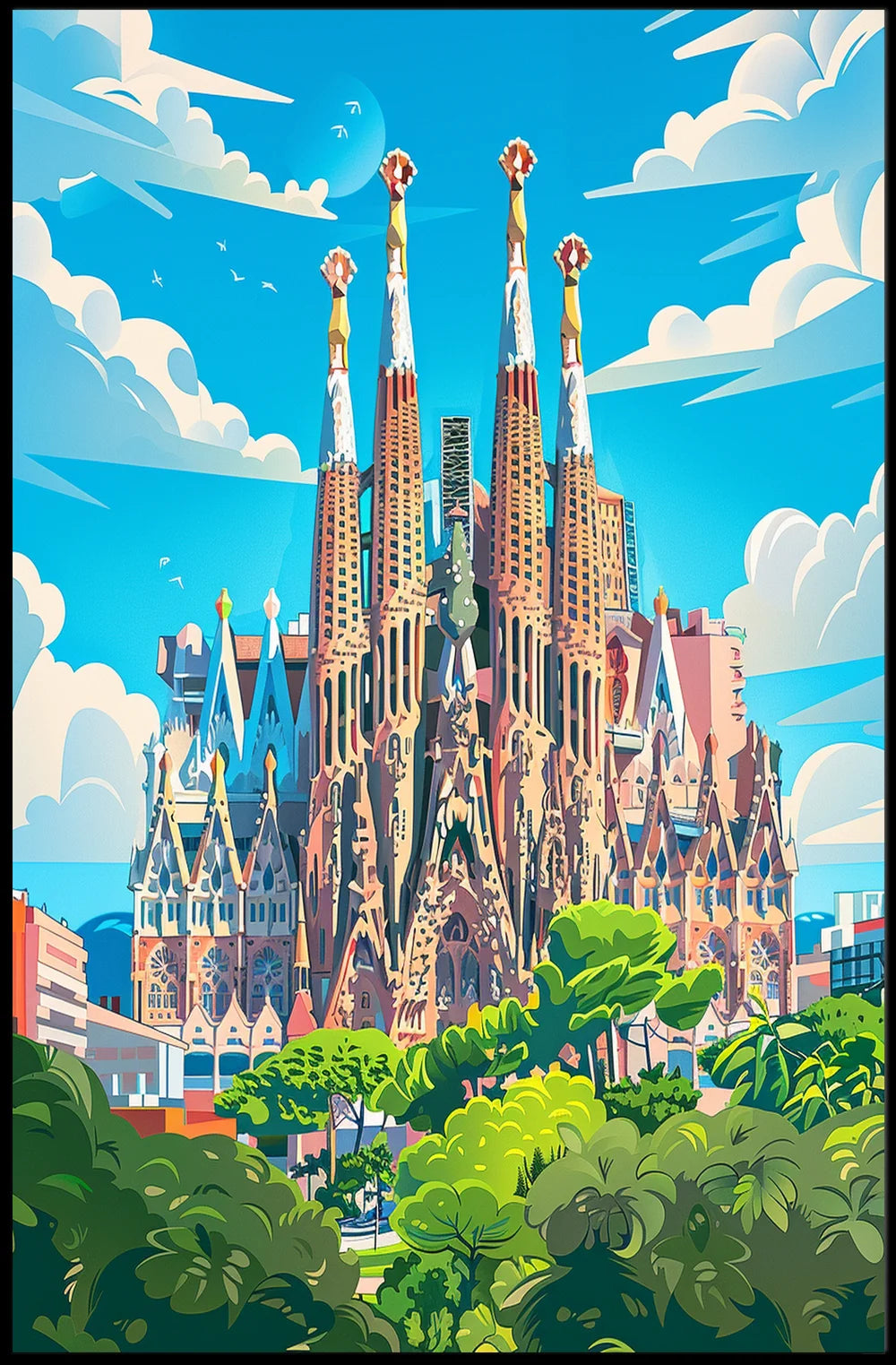 Sagrada Família Vibrant Barcelona Art Poster Print