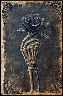 Skeleton Hand With Rose Poster