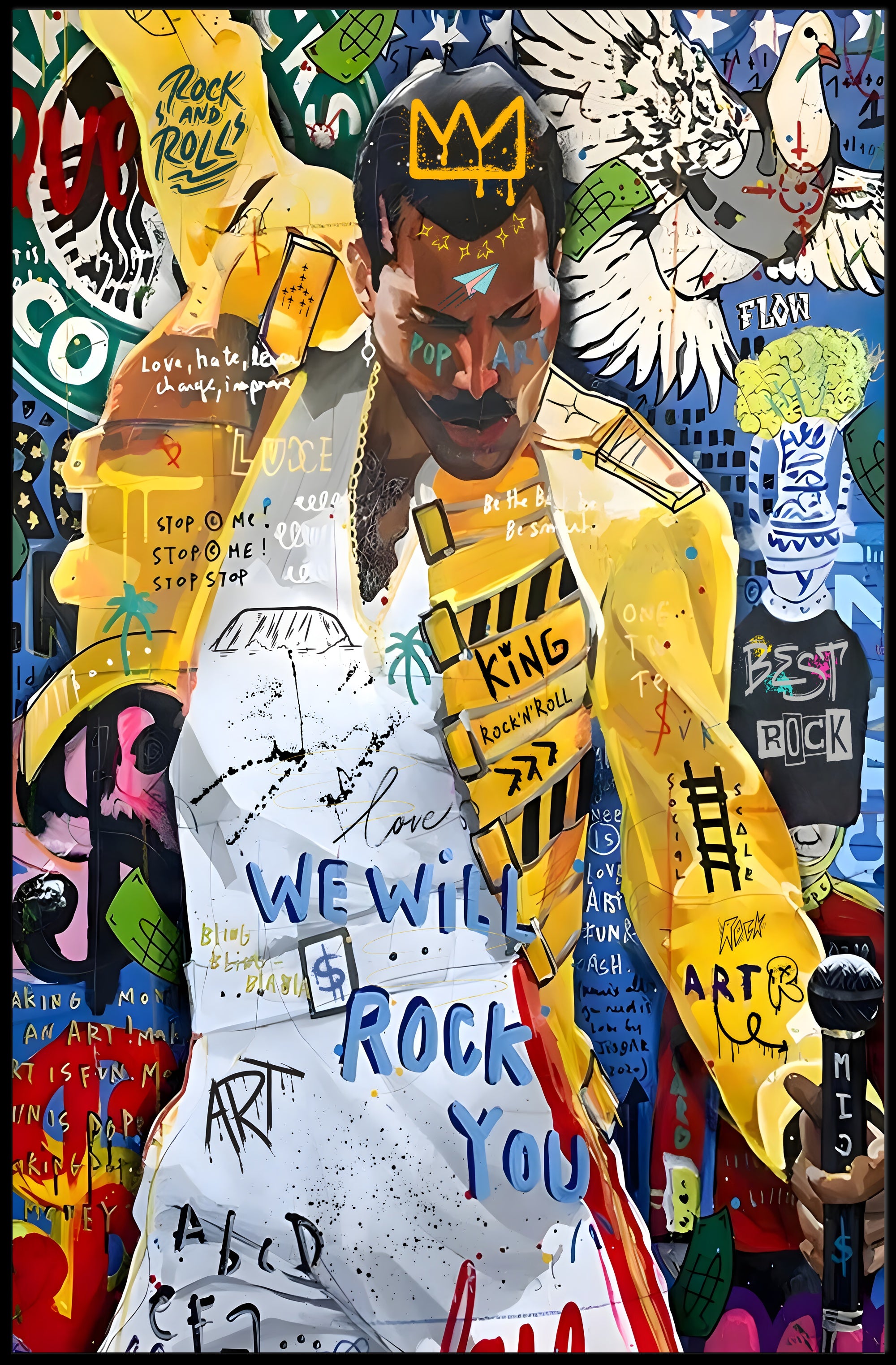 Iconic Rock Star in Motion Pop Culture Poster