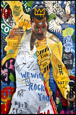 Iconic Rock Star in Motion Pop Culture Poster