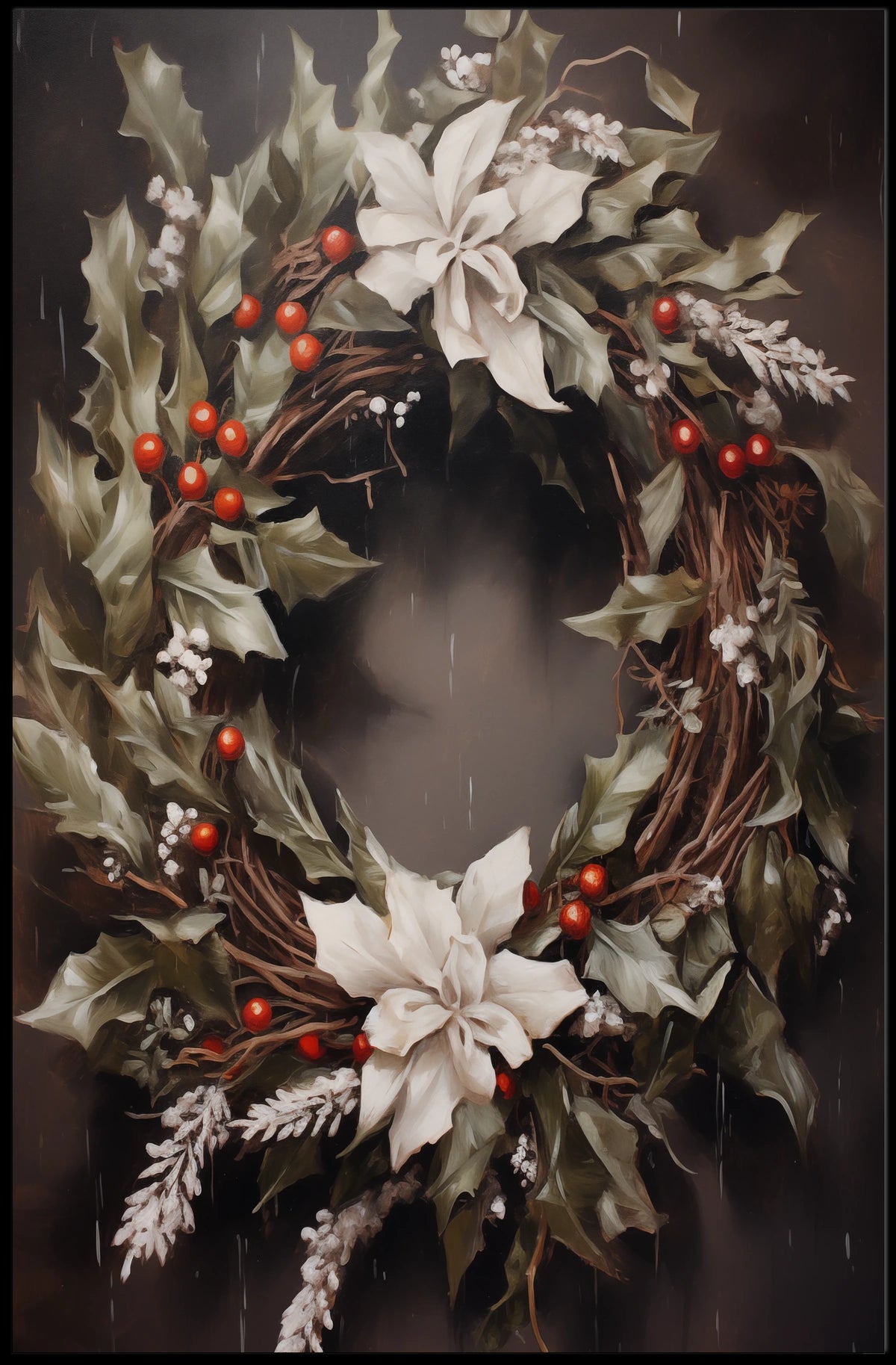 Festive Holiday Wreath Poster