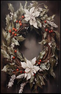 Festive Holiday Wreath Poster